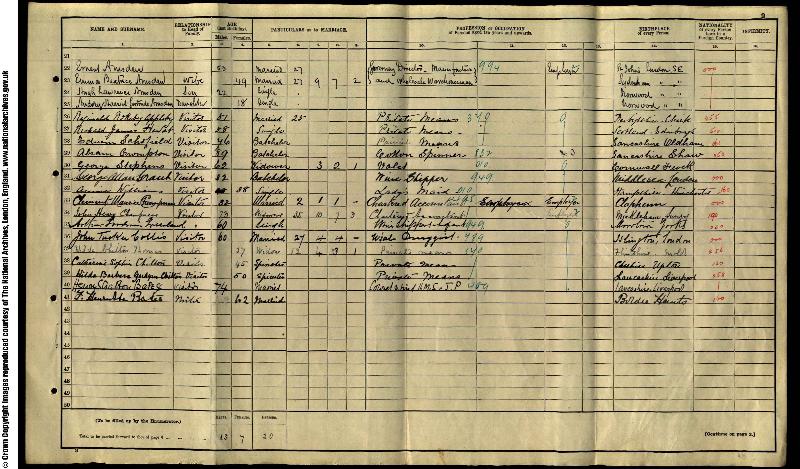 Collis (John Tucker) 1911 Census